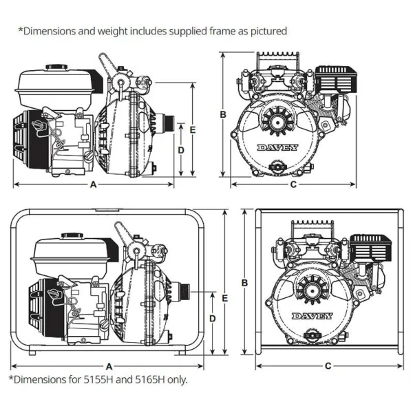 Firefighter - Single impeller equipped with GX200 Honda Elect Start engine (battery and leads not included)