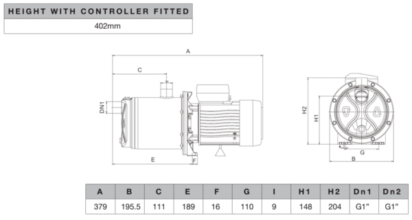 BIA-MULTI3-80NXTP - Bianco NXT Horizontal MultiSP Pump w/ nXt PRO Pump Controller 34m 0.55k W 240V
