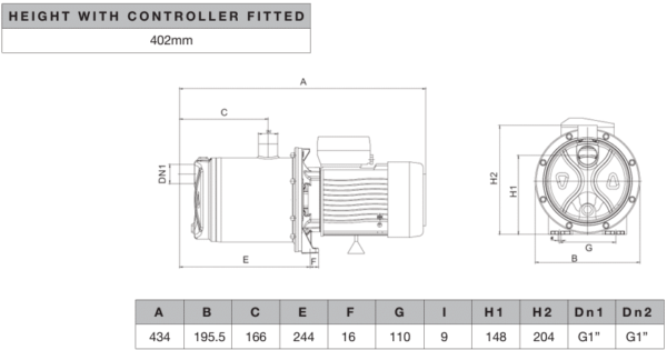 BIA-MULTI5-30NXTP - Bianco NXT Horizontal MultiSP Pump w/ nXt PRO Pump Controller 57m 0.55k W 240V